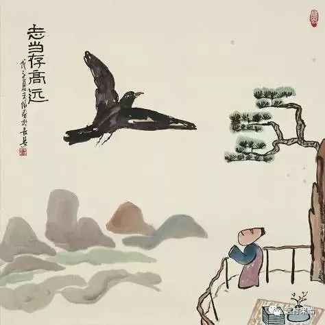  哲理中国画大水漫不过鸭子背