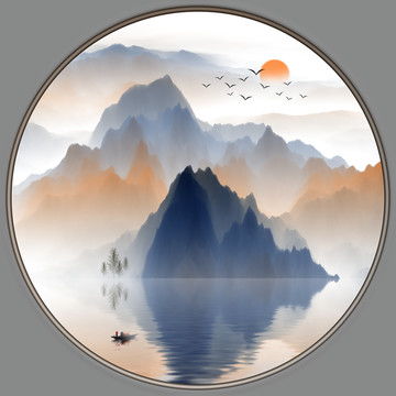  墨染禅境,新中式山水画设计模板下载画册宣传单广告素材下的海报设计设计模板