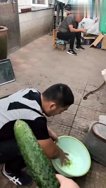  忽悠老公用动过手脚的黄瓜去敲老丈人,5秒之后看他表情太逗了