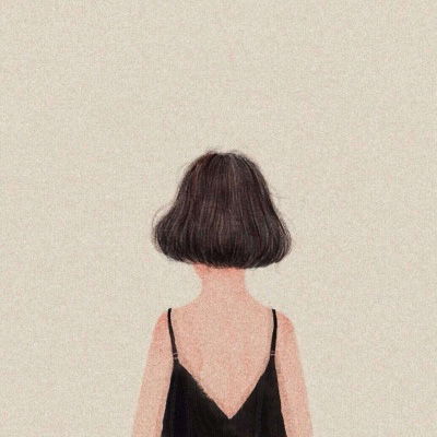  卡通背影头像唯美漂亮手绘画女生背影图片