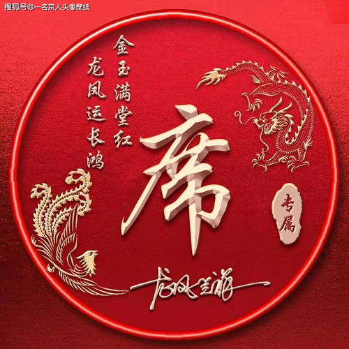  龙凤呈祥姓氏头像,百家姓雕刻其中,30张奢华立体效果震撼登场