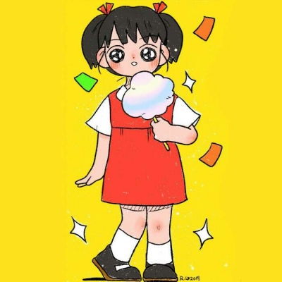  可爱卡通手绘小女孩微信头像