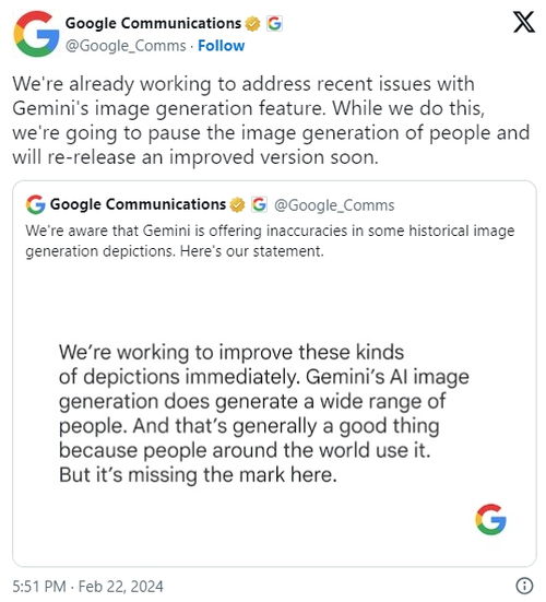  多元文化闹出笑话谷歌暂停geminiai模型人像生成功能