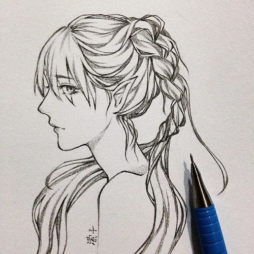  手绘动漫女孩头像线稿素材参考
