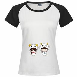  魅力情侣小羊时尚插肩纯棉短袖t恤女款