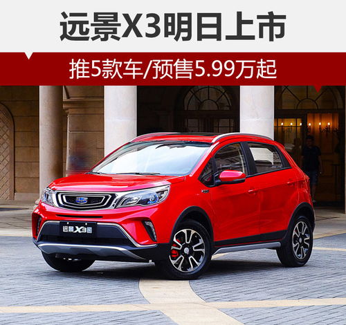  远景x3明日上市推5款车预售5.99万起