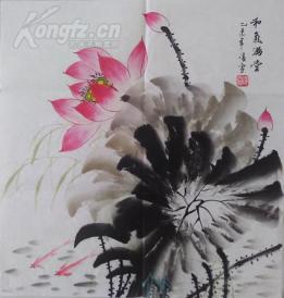  b007国画花鸟斗方和气满堂50x50