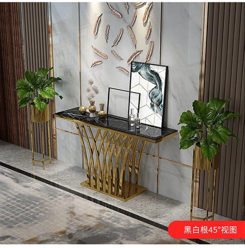  汤河店现代简约酒店玄关端景台门厅走廊玄关桌轻奢大理石家用玄关台a