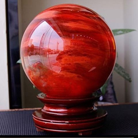  开光天然红水晶球摆件转运球风水球招财熔炼水晶开业礼品鸿运当头