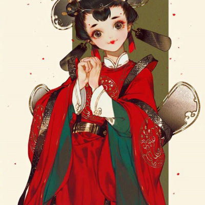  手绘卡通头像女生唯美韩版手绘古风美丽少女头像