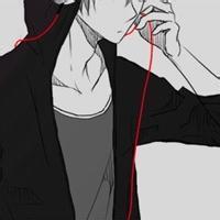 戴黑帽子黑口罩白耳机的漫画男生形象