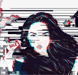  手绘抖音故障风人物插画素材图片免费下载高清psd千库网图片编号10333921