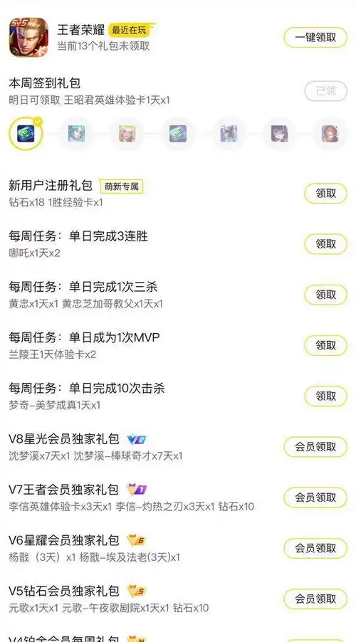  王者荣耀福利大全