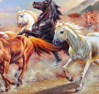  油画黑骏马图片,高清大图插画绘画素材