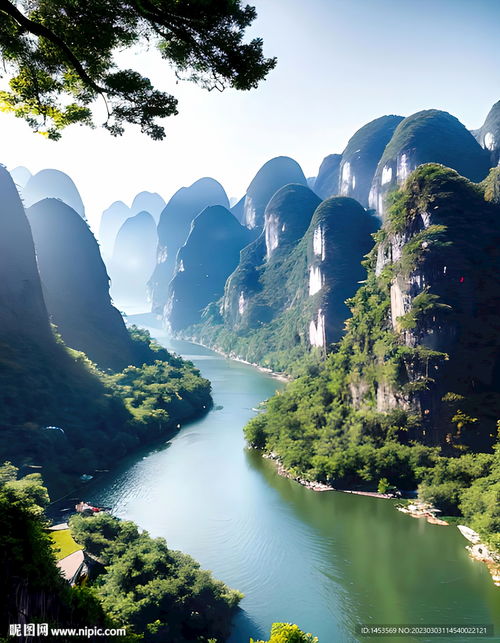  山水风景画设计图自然风光