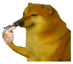  表情包神烦柴犬拿枪表情包