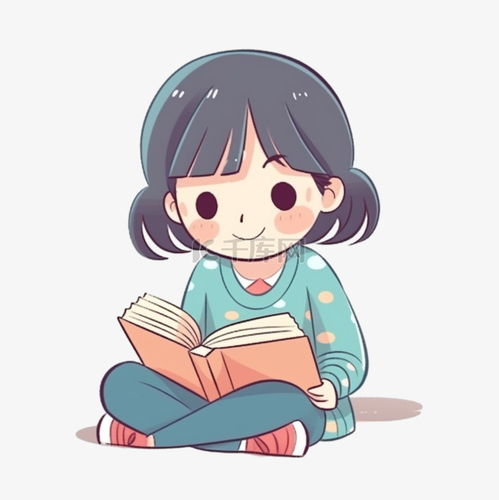  卡通手绘读书的儿童素材图片免费下载千库网