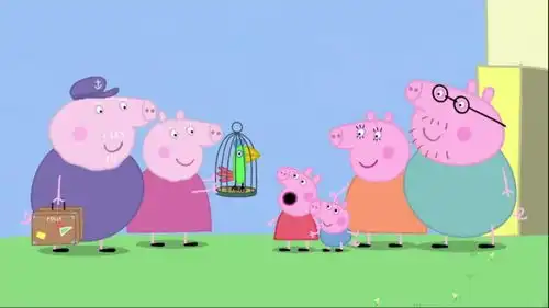  小猪佩奇波利离家出走,乔治想到好办法,用鸟食诱惑它回来