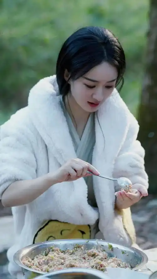  赵丽颖包饺子表情认真又可爱,包好的饺子被嘲太丑