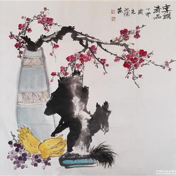  国画四尺斗方案头清品图