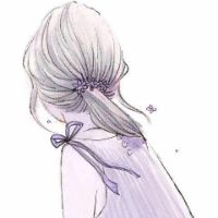  彩色铅笔画头像女生长发头像secretlove暗恋