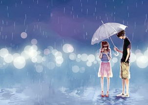  谁有这张动漫原图超清的无字的,就是一个女孩在淋雨男的为他打伞,