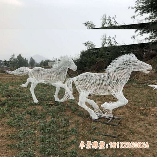  公园小马不锈钢雕塑河南金属雕塑马订制