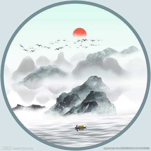 圆形水墨画图片
