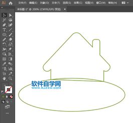  ai怎么画绿色小屋图标