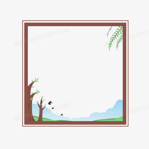  手绘春天植物清新树木燕子边框png图片素材下载边框png熊猫办公