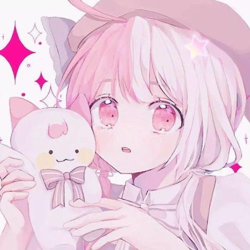  粉色少女系卡通女生头像,可爱头像