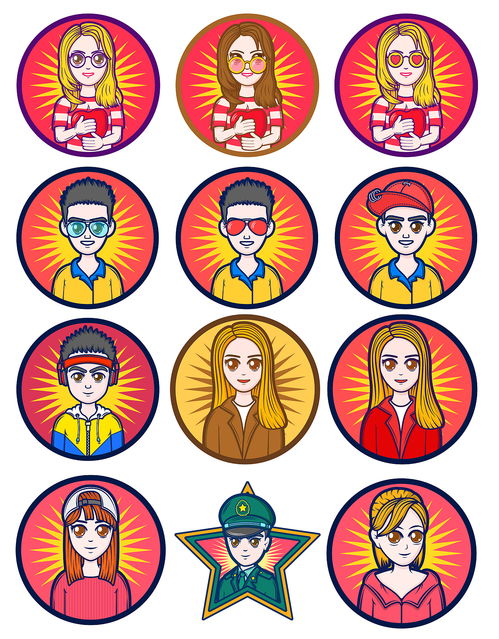  潮流矢量插画头像创作