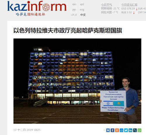  声援新冠肺炎患者,以色列特拉维夫市政厅点亮中国国旗