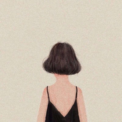 头像背影手绘女生