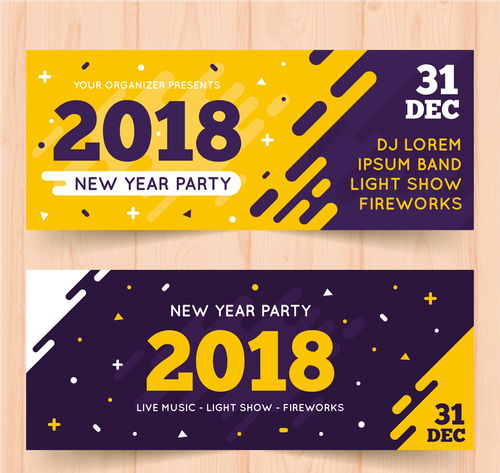  2款创意2018年派对banner矢量素材