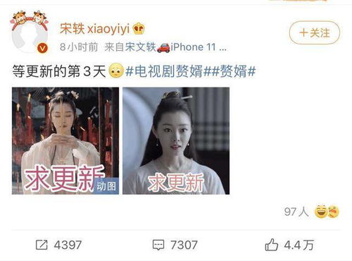  宋轶催更和郭麒麟新剧,赘婿评分过七分,金童玉女剧情有趣
