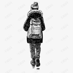  手绘女孩背影线稿图素材图片免费下载高清psd千库网图片编号9821740